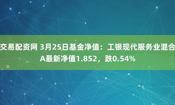 交易配资网 3月25日基金净值：工银现代服务业混合A最新净值1.852，跌0.54%