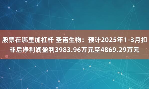 股票在哪里加杠杆 圣诺生物：预计2025年1-3月扣非后净利润盈利3983.96万元至4869.29万元