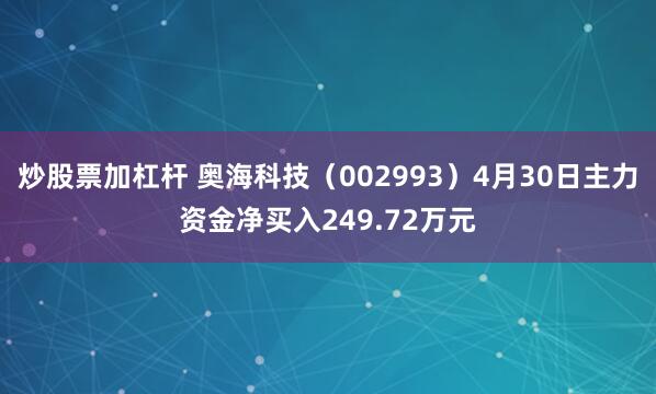 炒股票加杠杆 奥海科技（002993）4月30日主力资金净买入249.72万元