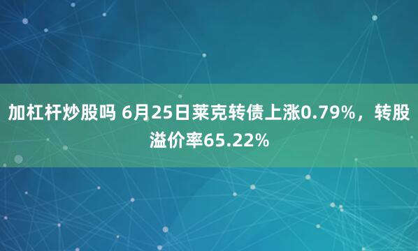 加杠杆炒股吗 6月25日莱克转债上涨0.79%，转股溢价率65.22%