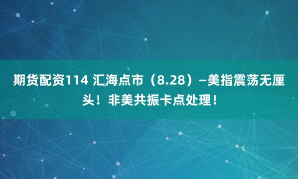 期货配资114 汇海点市（8.28）—美指震荡无厘头！非美共振卡点处理！
