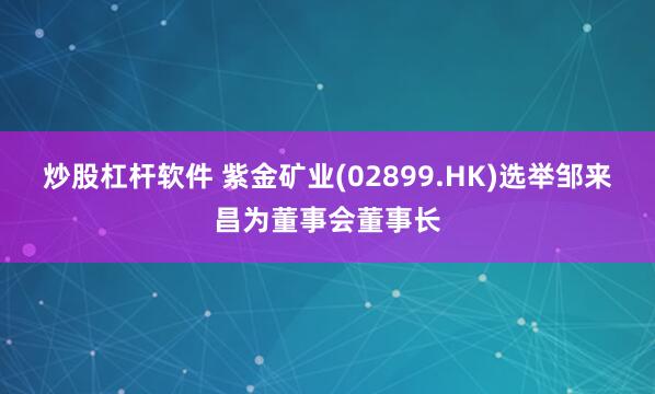 炒股杠杆软件 紫金矿业(02899.HK)选举邹来昌为董事会董事长